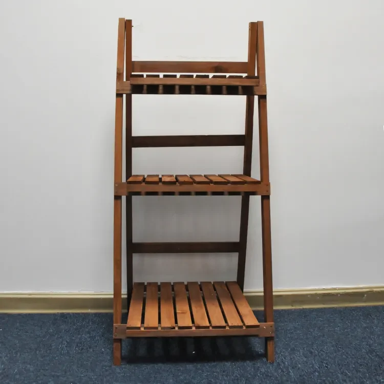 wholesale garden foldable wood flower pot 3 tier plant stand display shelf rack