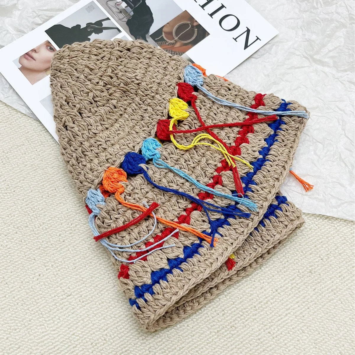 Ethnic Style Handmade Casual Caps Crochet Fisherman Cap Knitted Crochet Bucket Hat