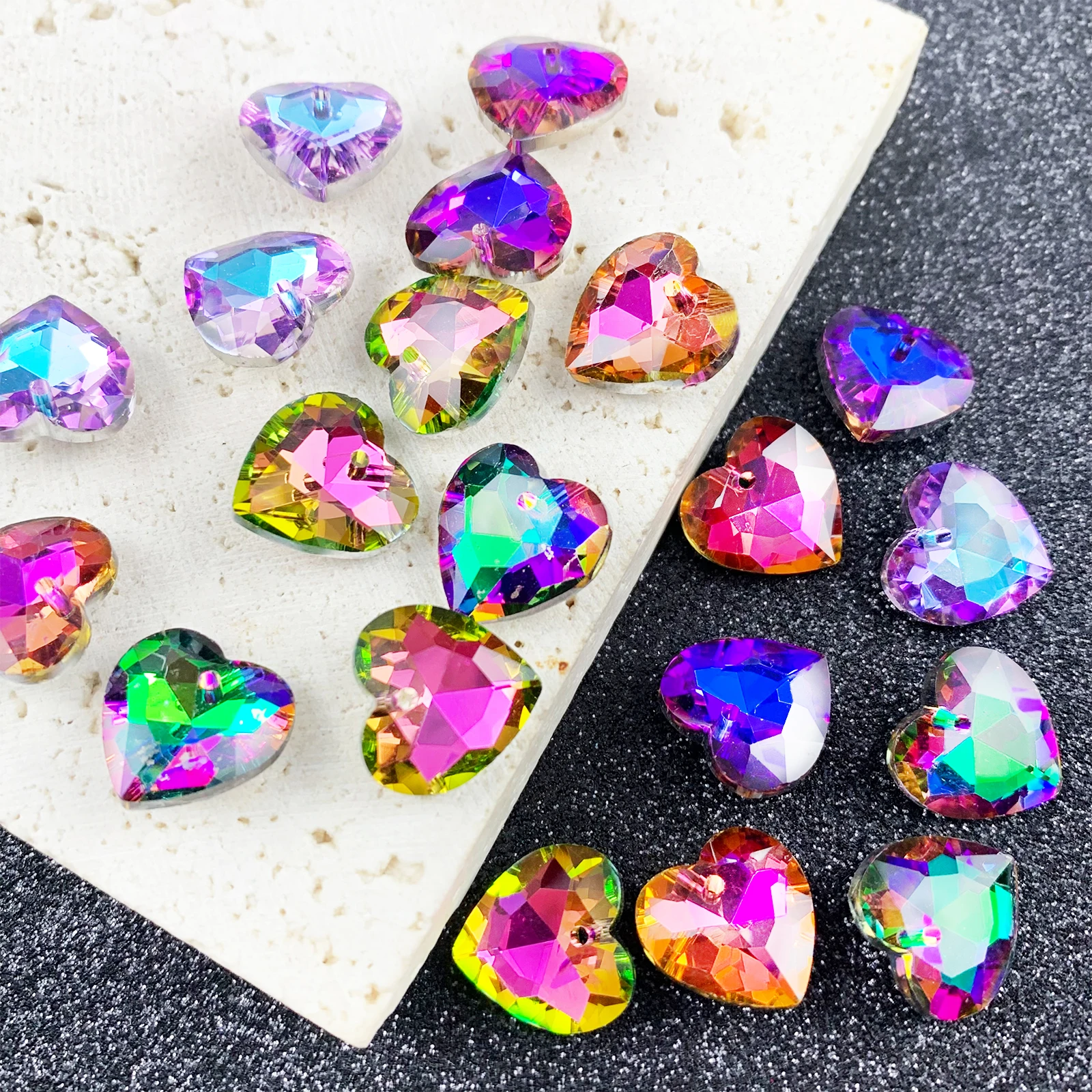 14MM Crystal Gem Heart Beads Multi Colors Peach Pendant Glass Beads For Necklaces Charms DIY Christmas Gifts Jewelry Making