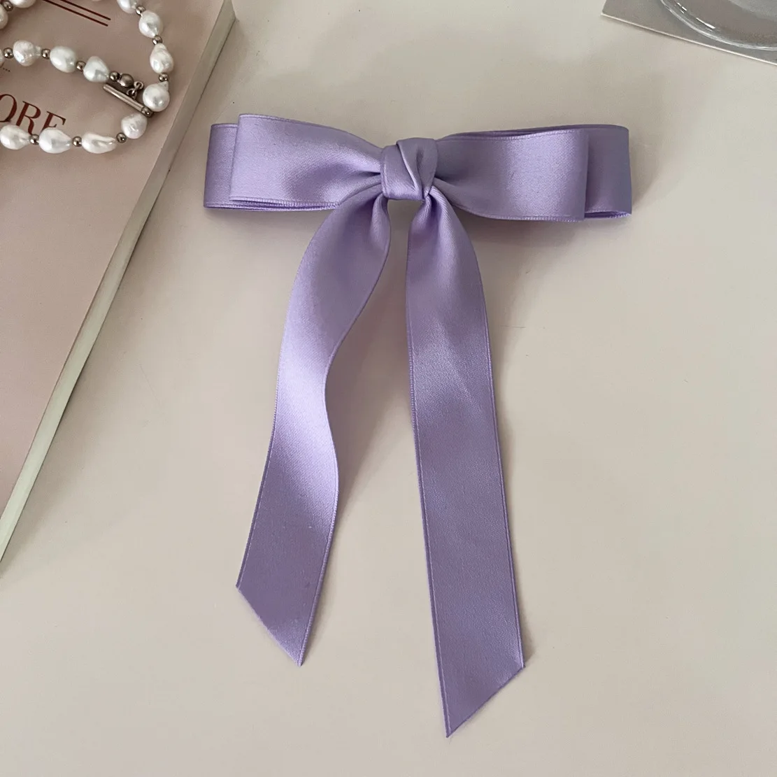 Fashion Women Hair Accessories simple hair bow clip with long tail Sweet elegant hair grips satin ribbon bow barrettes