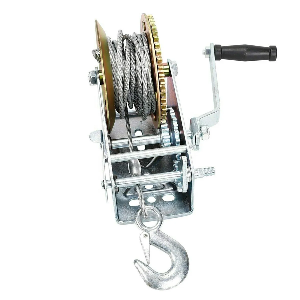 Hardened Steel Dual Gears Hand Winch 3500lbs With 33FT Cable Hand Crank Manual Boat ATV RV Trailer Marine Heavy Duty Hand Winch