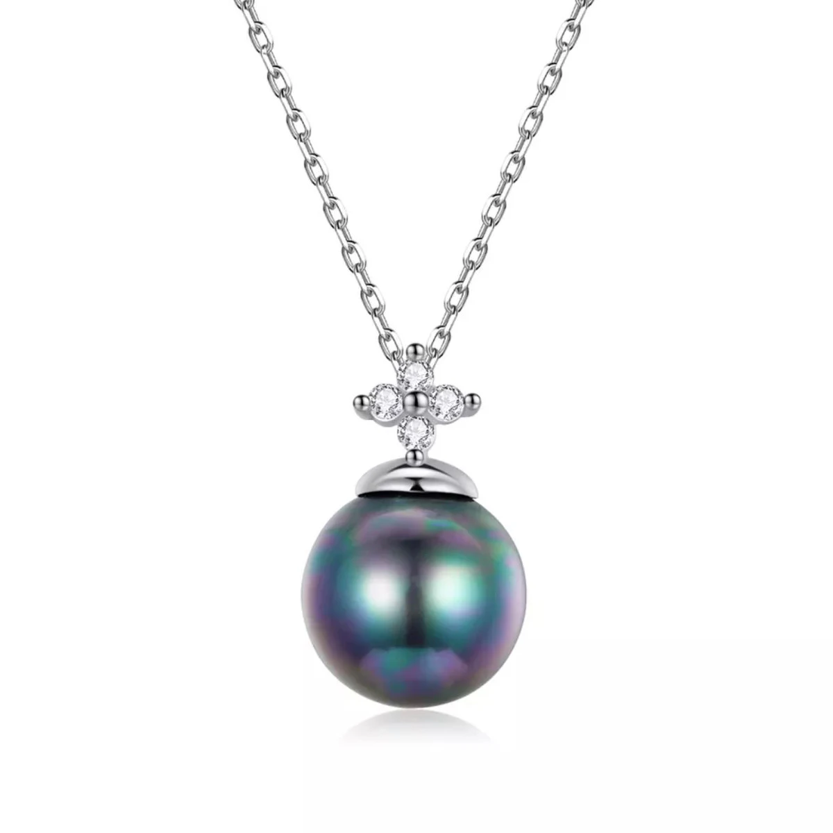 Lvshang New Designer Pearl Jewelry Set White Gold Plated 925 Sterling Silver Pearl Earrings Studs Chain Necklace Jewellery Set
