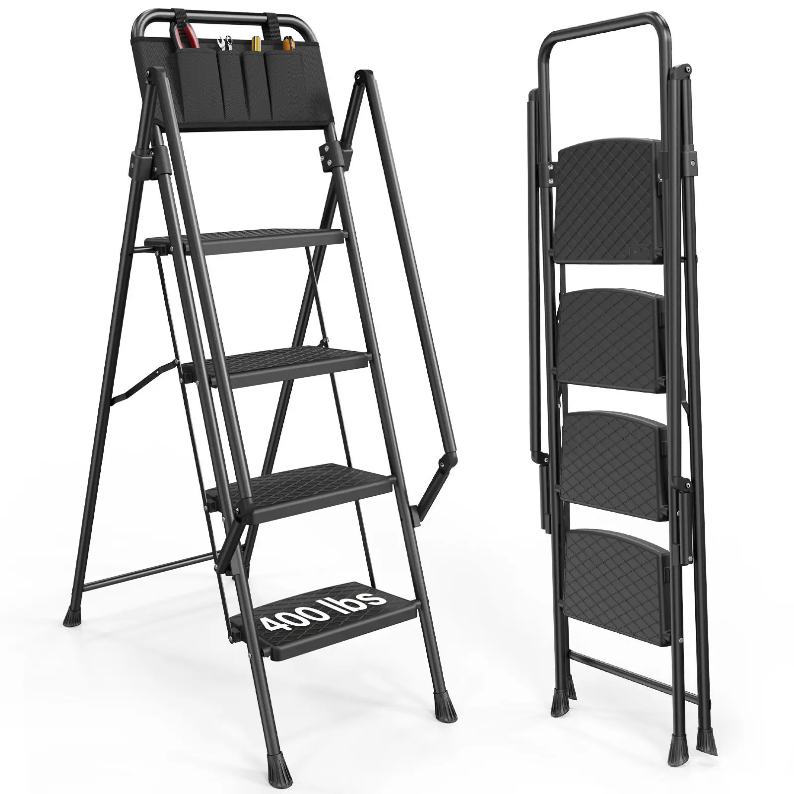 Hot selling Folding Step Stool 2 3 4 5 Step Handrail  Household Steel Ladder