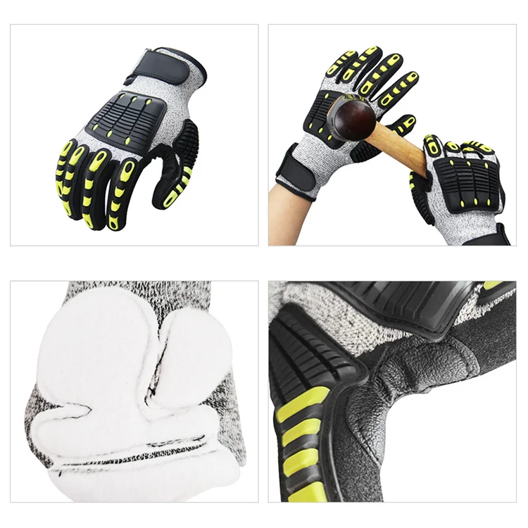 Oilfield Nitrile Coating Shock Proof Gloves TPR Impact Safety Gloves