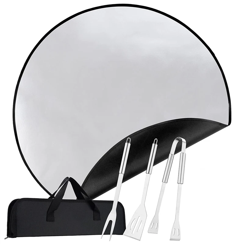 24 30 32 36 39 40 48 Inches Round Fireproof Fire Pit Mat with Aluminium Foil for Patio Deck Lawn Grass Iron Outdoor