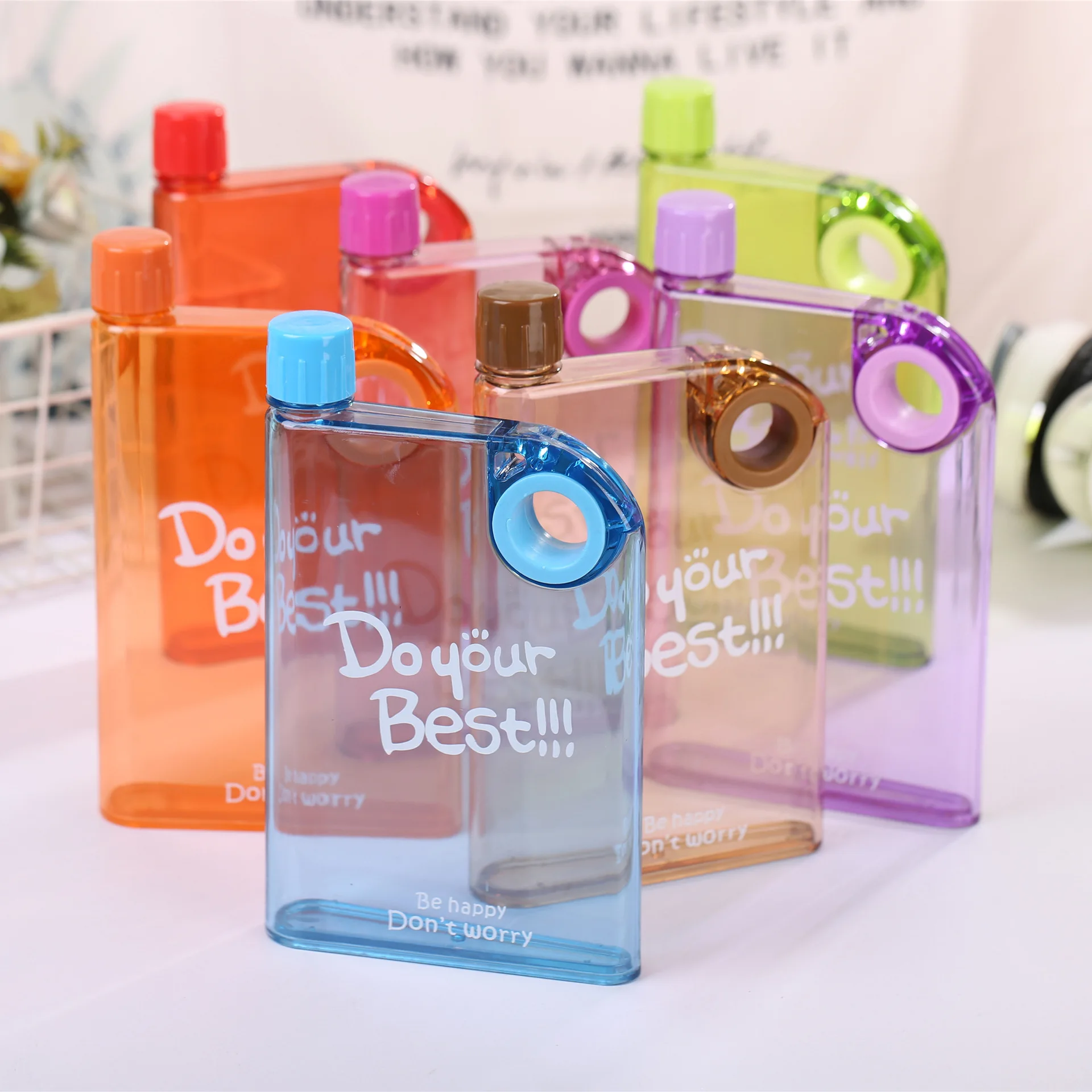 plastic 420ml waterbottle transparent flat