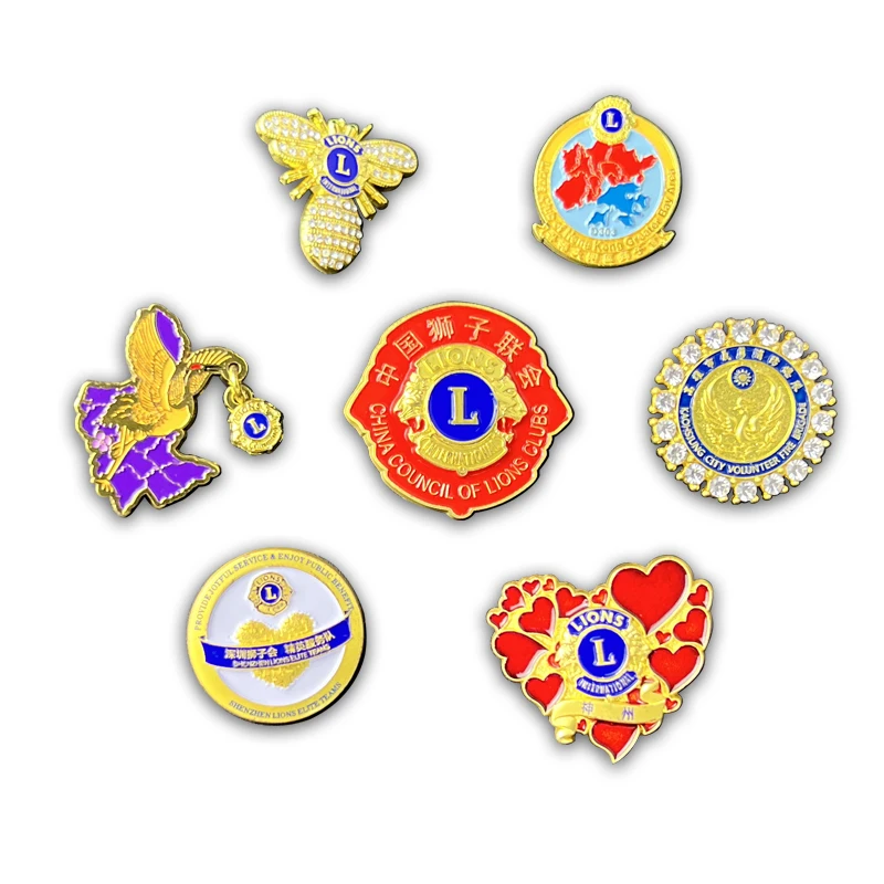 Factory wholesale manufacturer supplier hot sale metal custom flower lion club design spinning unicorn enamel pin