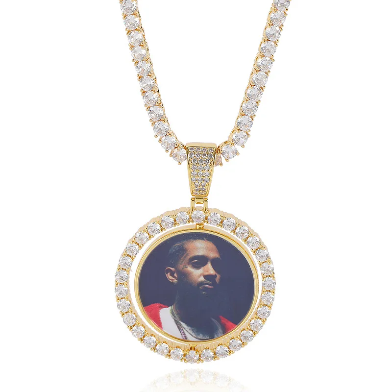 Custom Memory Photo Hip Hop Jewelry Micro Pave AAAAA CZ Medallions Picture Pendant Necklace
