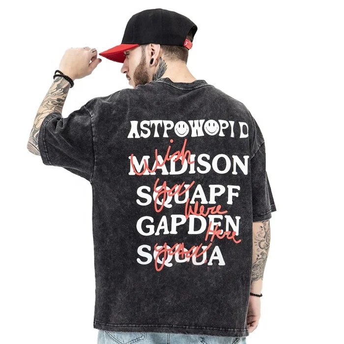 BILLIONS Custom heavy weight t shirt graphic vintage wash tee acid wash t-shirt men