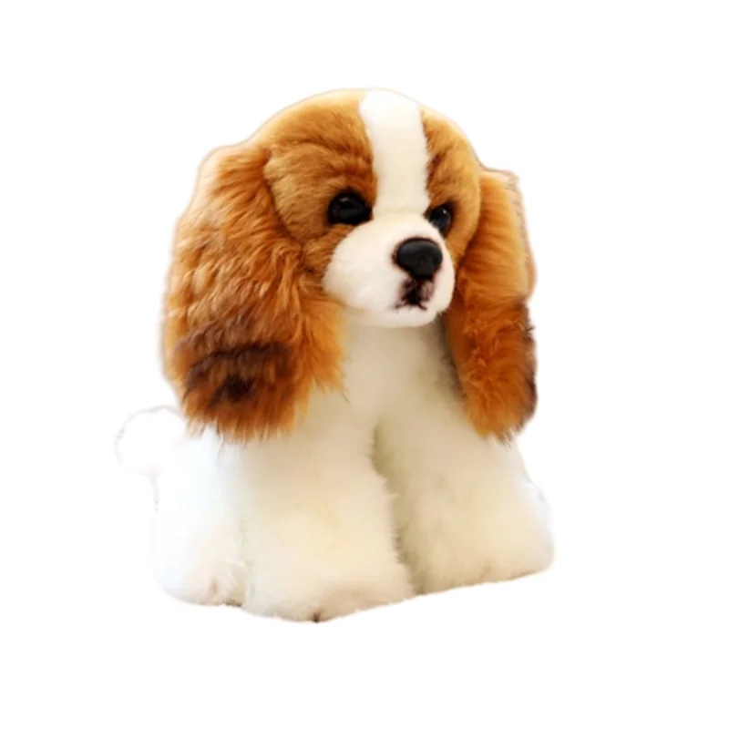 30cm White And Brown Stuffed Cavalier King Charles Dog China Plush Toys