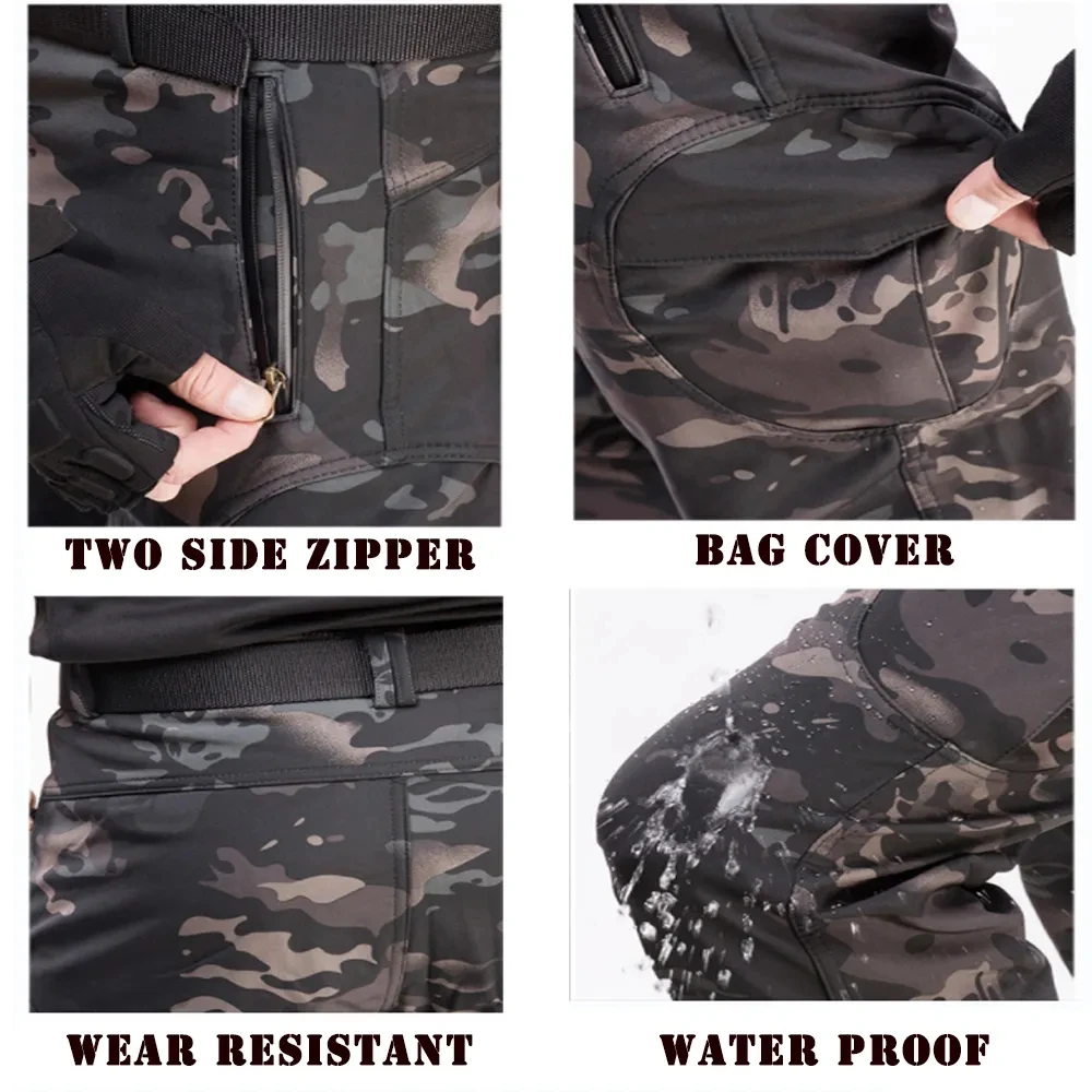Gujia Winter Anti-Frostbite Constant Fleece Anti-Tear Fabric Waterproof Training Tactical Uniform Pants