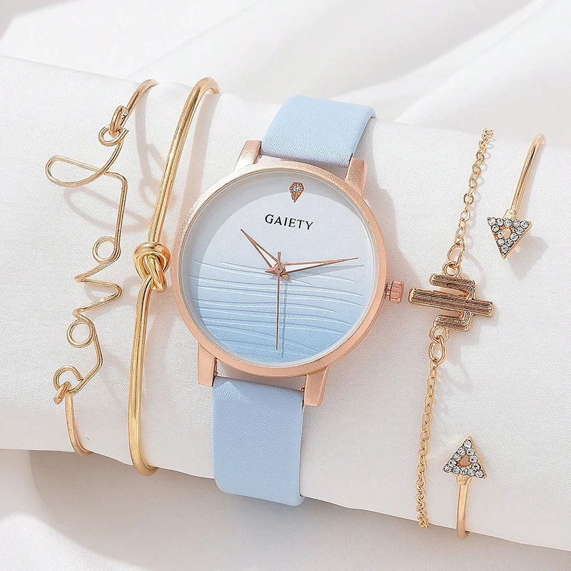 9853 New style  ladies watch with bracelets gold strap  woman Watch set montre femme