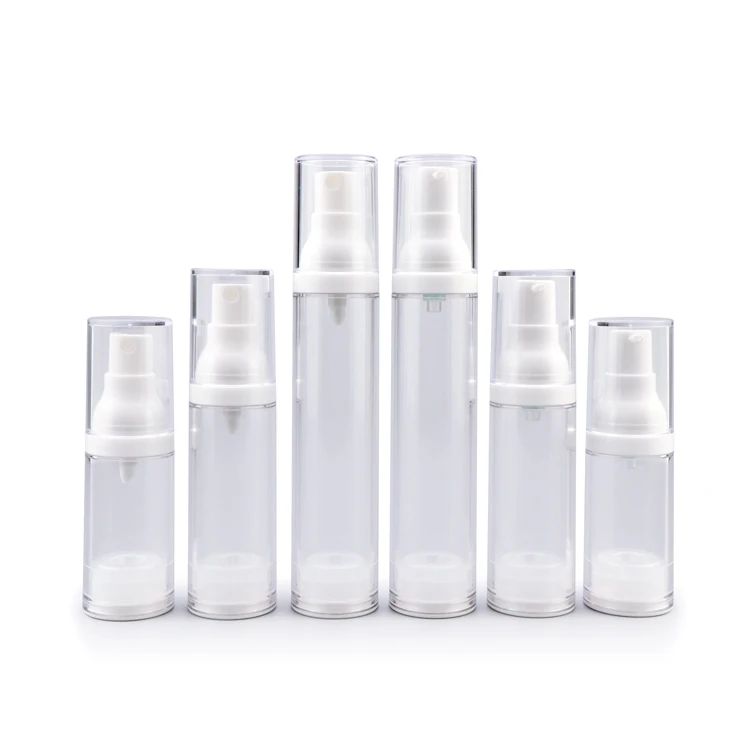 15 ml 30 ml 50 ml vacuum cylinder cosmetic serum packaging makeup plastic airless spray lotion pump bottles with lids