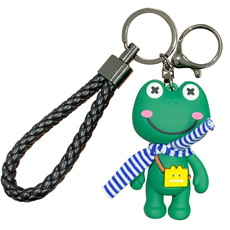 Cartoon Animal Cute Scarf Frog keychain creative 3D cute Frog Doll Pendant For Backpack Accessories Car Key Holder Ornament