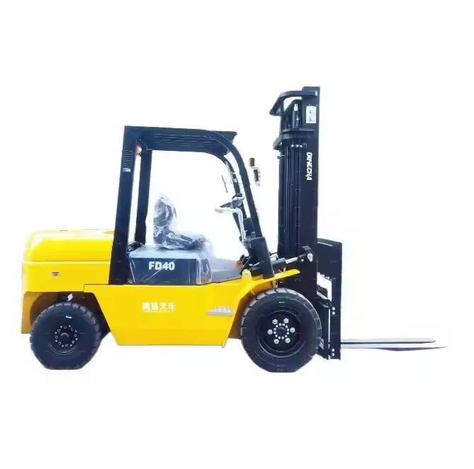 China factory 4000kg diesel forklift 4 ton fork lift with japan Mitsubishi engine traceless tire