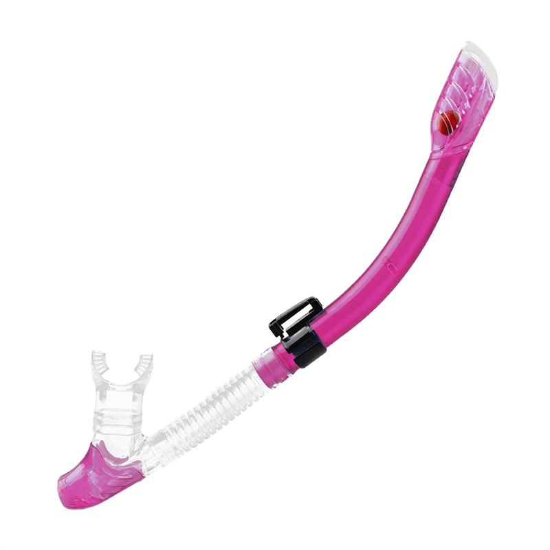 Custom logo color black anti- leak breathing tube soft mouth piece Dry Top snorkel for swimming diving Snorkeling equipment