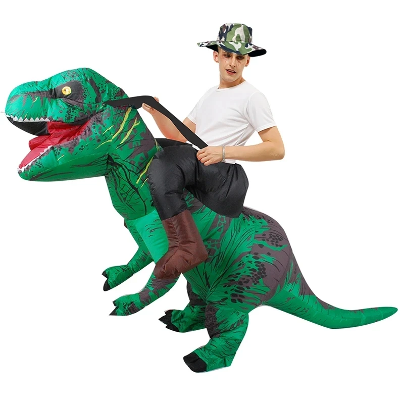 Надувной костюм динозавра для верховой езды костюмы T Rex Air Blow up Забавный Хэллоуина взрослых