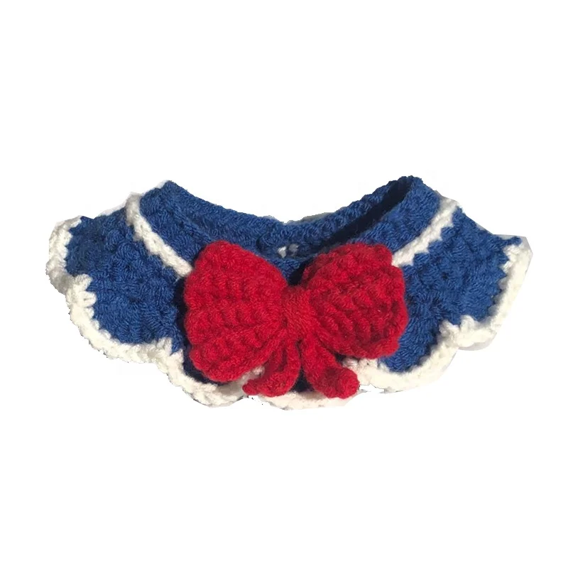 Оптовая продажа, новый вязаный шерстяной слюнявчик ручной работы, вязаный крючком слюнявчик для собак и кошек