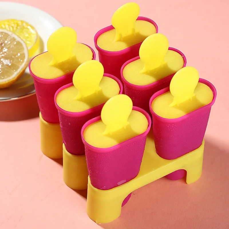 Homemade 6 grids ice cream mold with lid for DIY ice cream