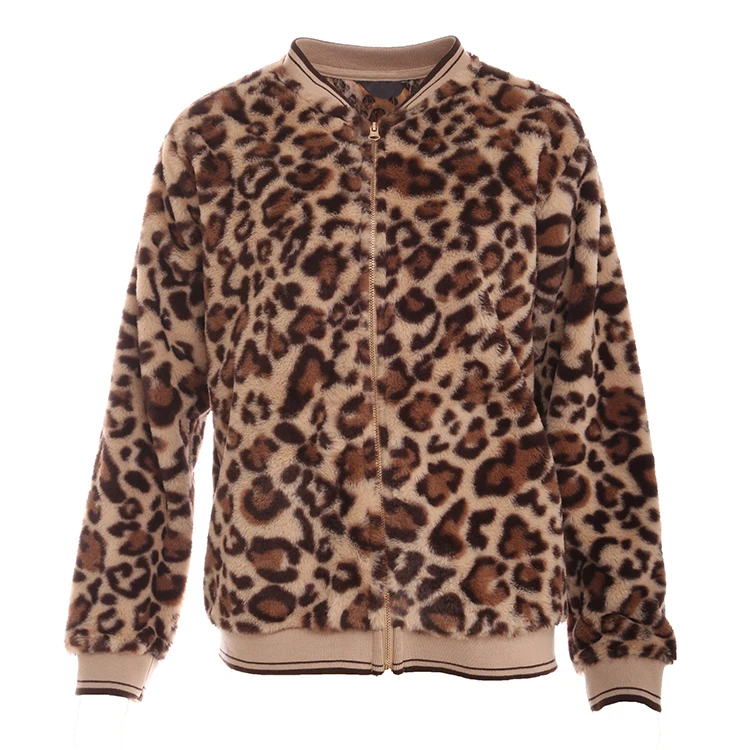 
2021 Fashion Hot Sale Basic Leopard Baseball Uniform Warm Winter Womens Coats 
