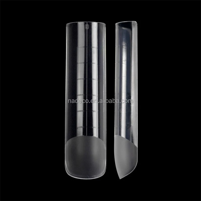 XXL COFFIN SQUARE STILETTO with matte part Dual System Nail Form  DEEP C-curve Straight Side ABS Nail Tips