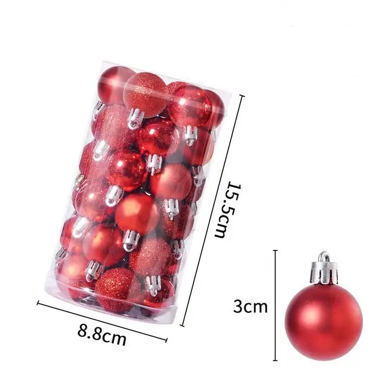 Hot Sale Wholesale Personalised 8cm Red Xmas Tree Ornaments Balls Hanging Glass Christmas Ball Set