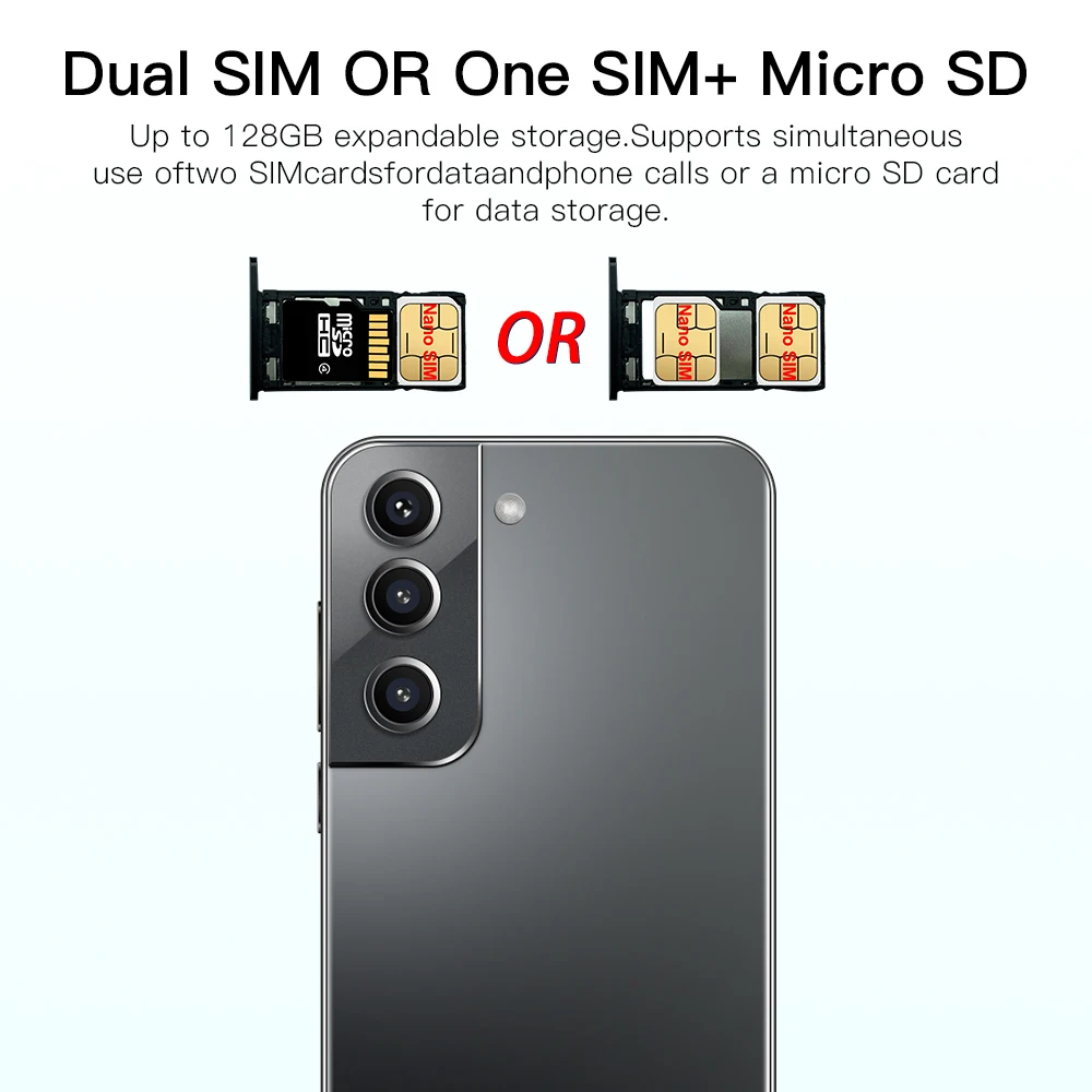  Смартфон S21 + 5G io phone 3 1500 дюйма 4 sim 512