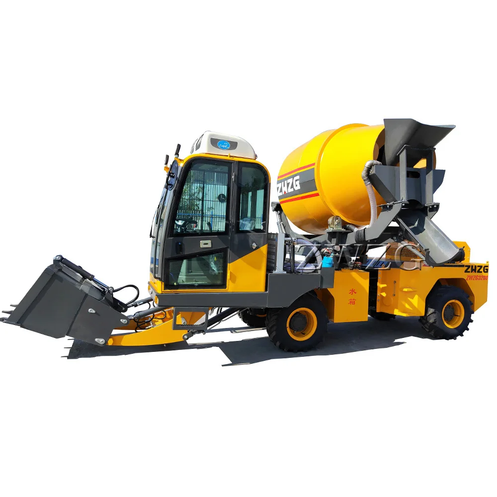 Mobile concrete mixer 4.0cbm 92 KW engine high quality concrete mixer gearbox