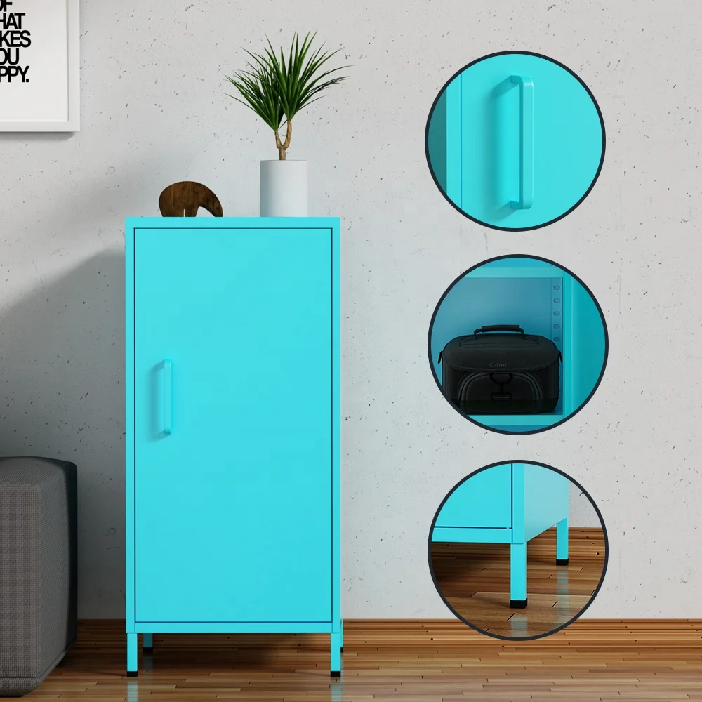 KD structure colorful household furniture single door steel cabinet metal storage cabinet for living room bedroom