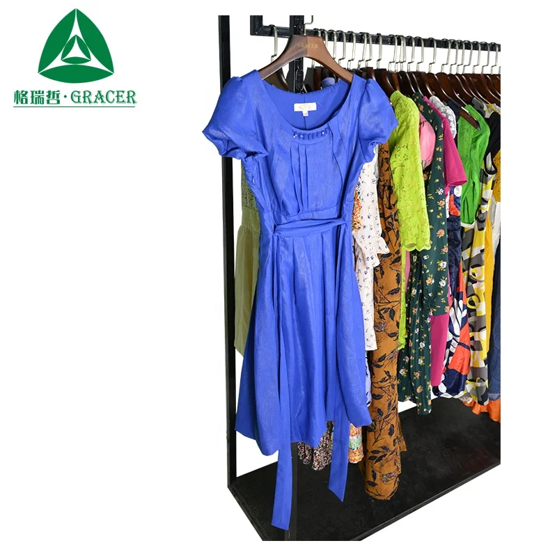 Fashion Summer Women Silk/Cotton Dress Used Clothing Second Hands Clothes Bales Used Clothes For Women