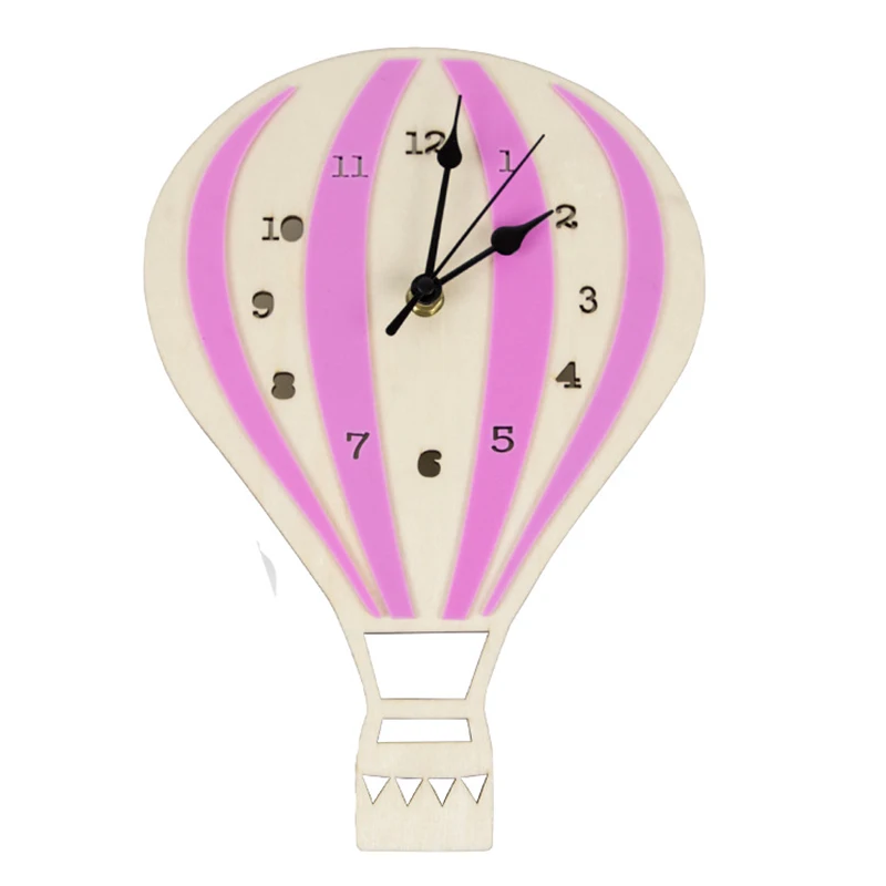 INS Nordic Air Balloon Design Cute Cartoon Baby Room Home Decor Hanging Wood Wall Kids Alarm Clock