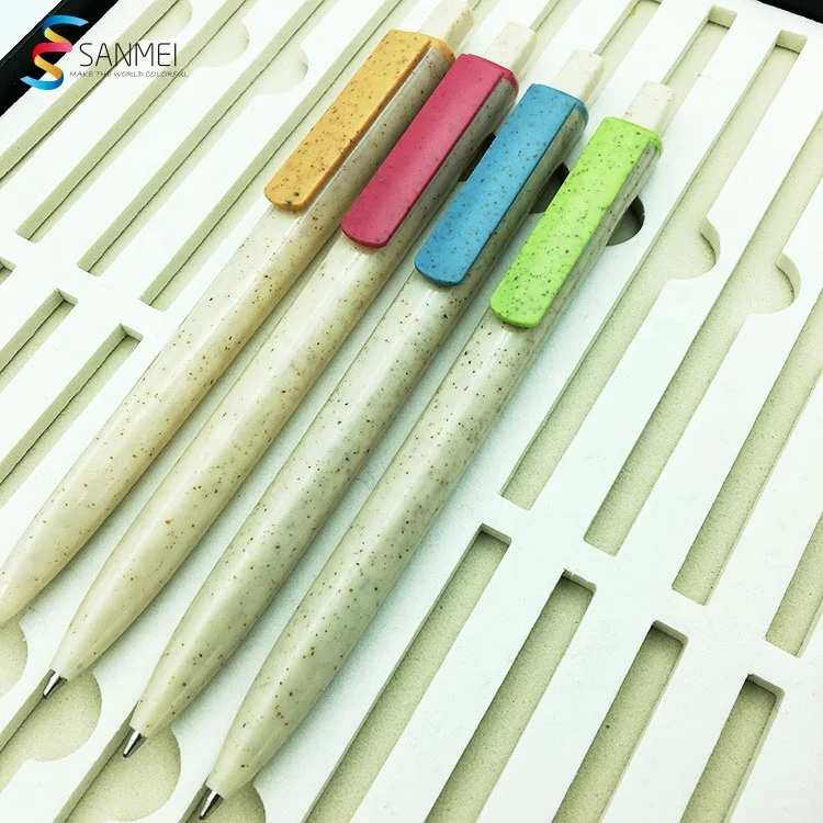 Environmental protection material promotional customized artwork souvenir eco friendly wheat straw pen for gift giving