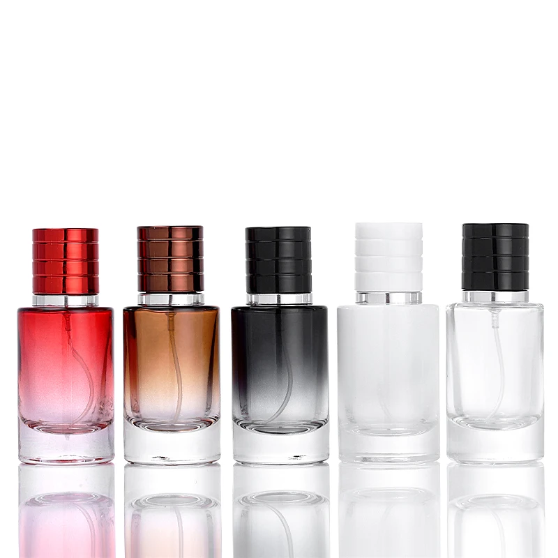 50ml cylindrical glass cosmetic spray bottle 30ml empty perfume bottle with gradient color