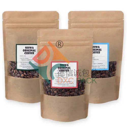 
kraft paper doypack with window 