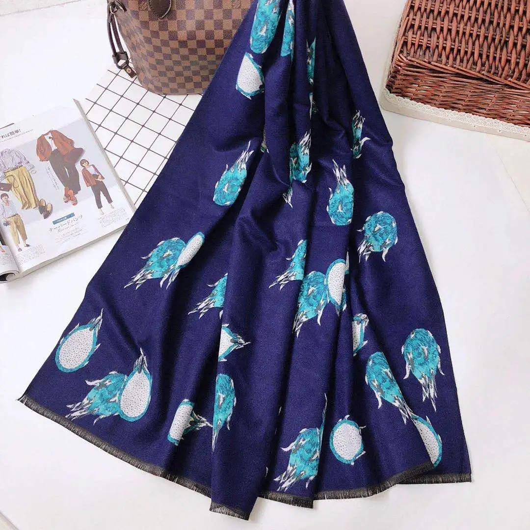 2020 New Product Hot Sale Cashmere Cotton Thermal Shawl Dragon Fruit Pattern Jacquard Light And Soft Fashionable Scarf