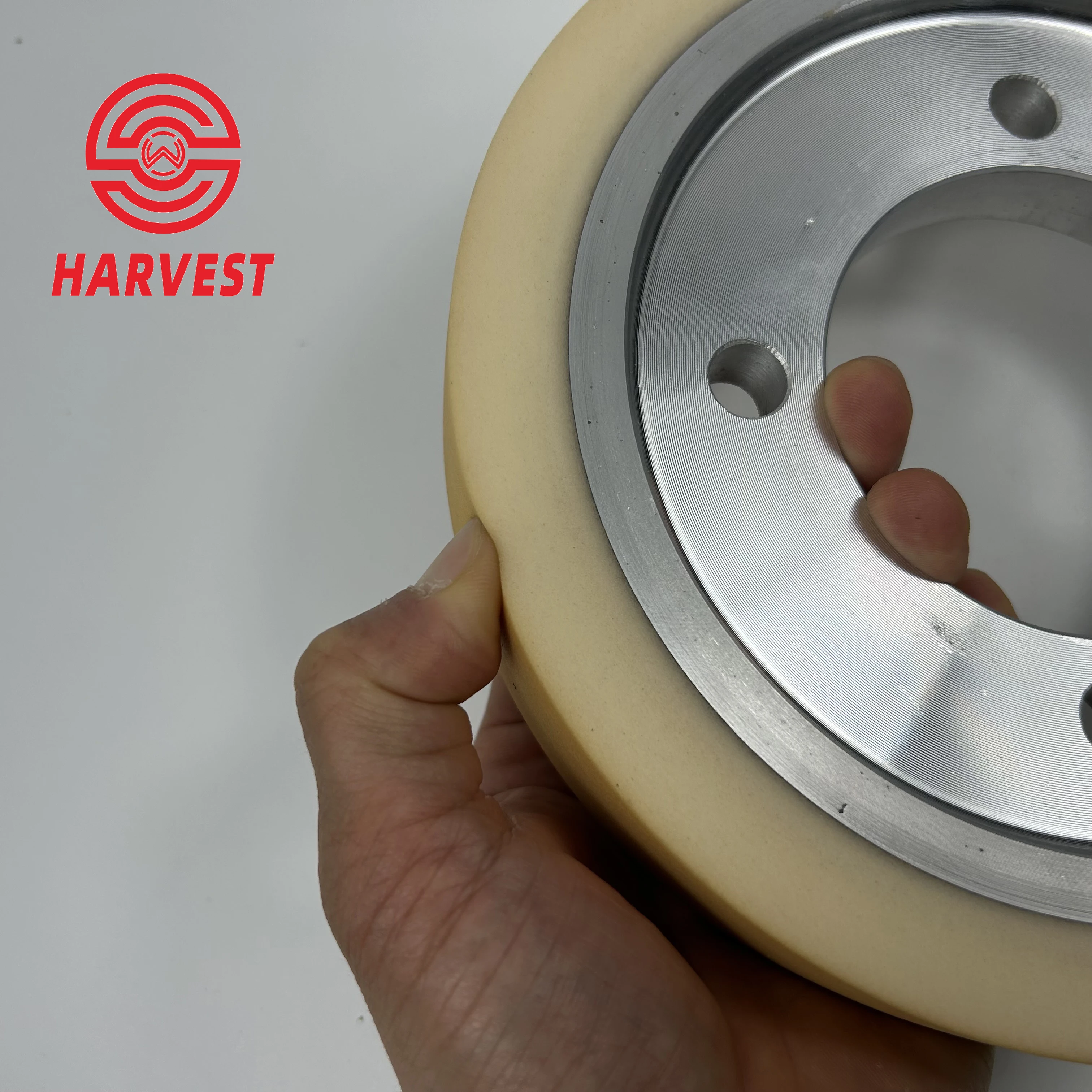 contact wheel grooved tyre on aluminium core use polyurethane materials have quick heat dissipation for grinding belt