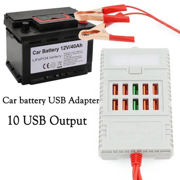 
Portable Car battery Charger 12V/24V 3.1A 10 ports to 5V auto Battery Alligator Clip charger auto battery accessories 