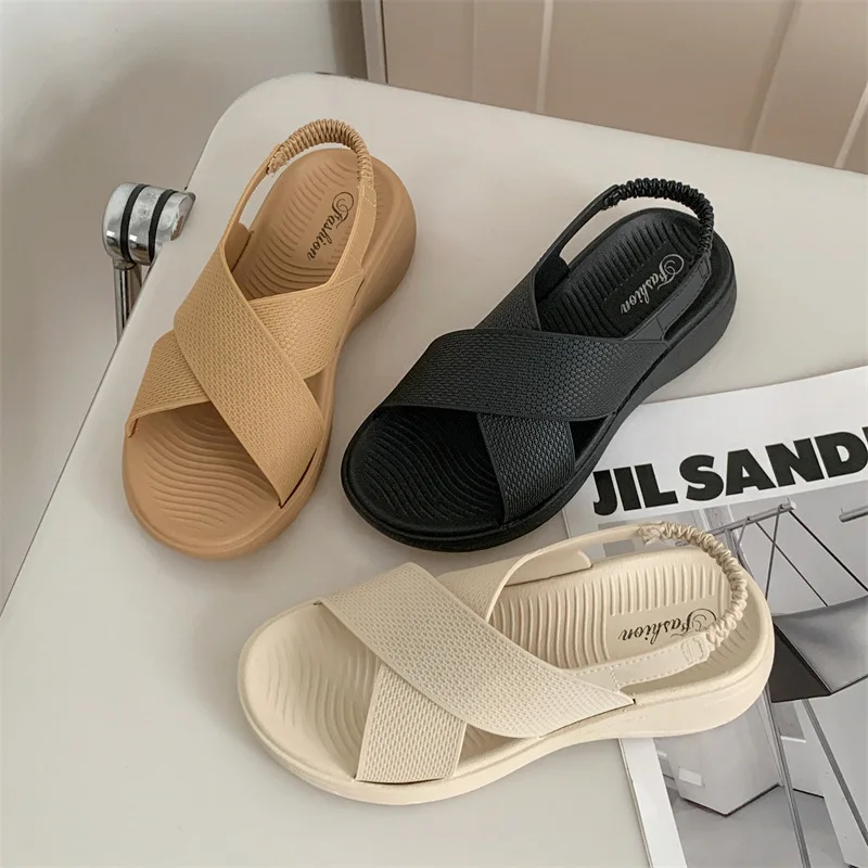 Heli Shark New Pure Color Platform Sandals for Men and Women Summer Outdoor Flat Slides for Winter and Spring