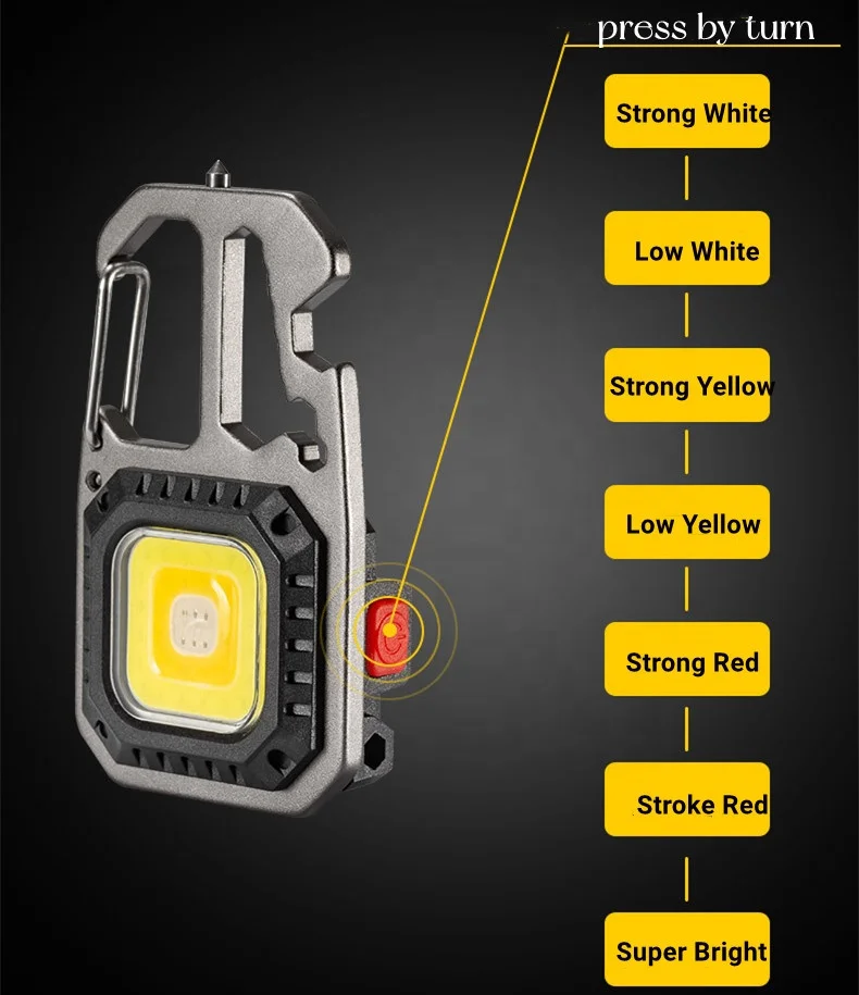 LED COB портативный многофункциональный мини-брелок перезаряжаемый фонарик с отвертками и открывалкой