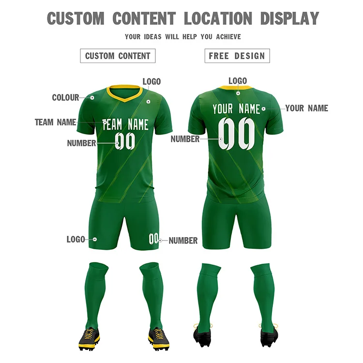 Player Version Custom Soccer Jerseys Men Soccer Wear Breathable Digital Print Jacquard Fabric Youth Full Set Soccer Uniform Kits