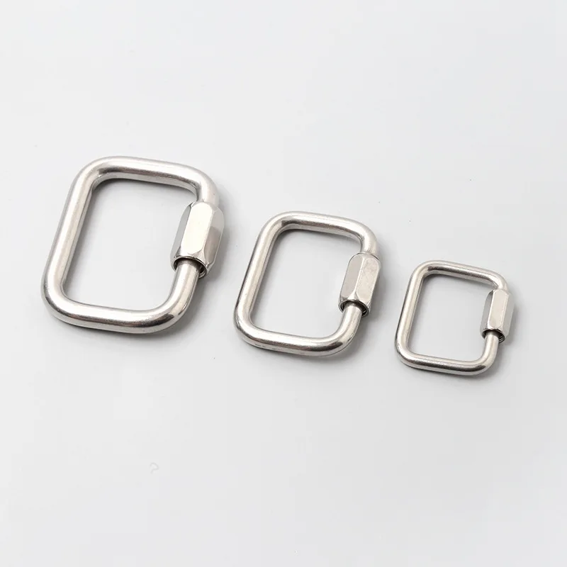 Stainless Steel 316 304 Square Quick Link Locking Carabiner Hanging Hook Buckle for Paraglider Delta Wing