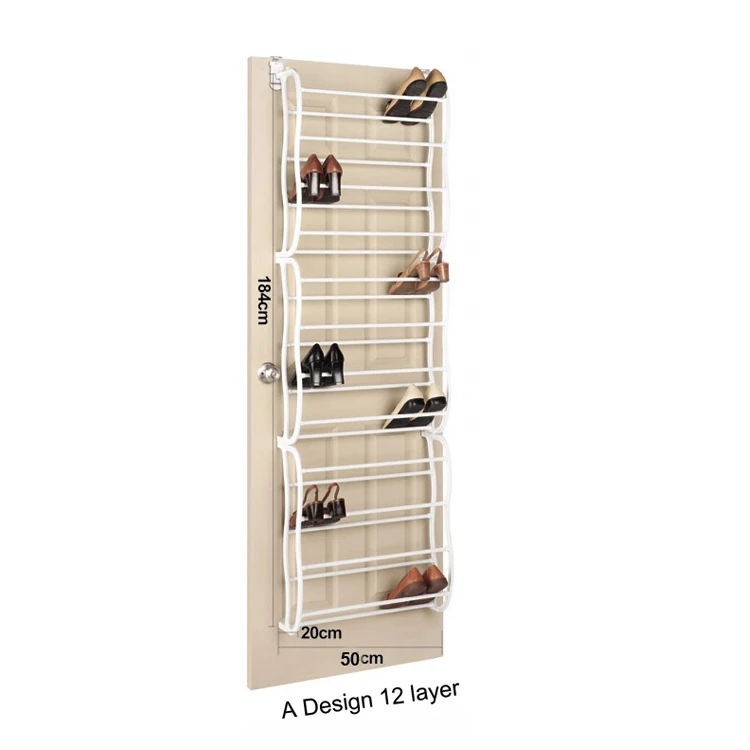 Hot selling Fold-up 36 pairs shoe organizer black White 12-Tier Over the Door Shoe Rack