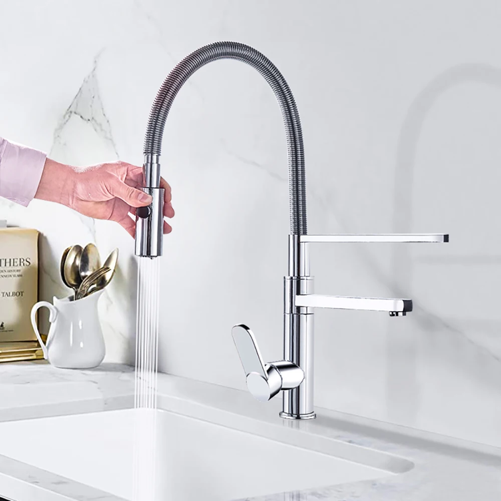 Factory Wholesale Price High Quality Spring Kitchen Faucet With Pull Down Sprayer