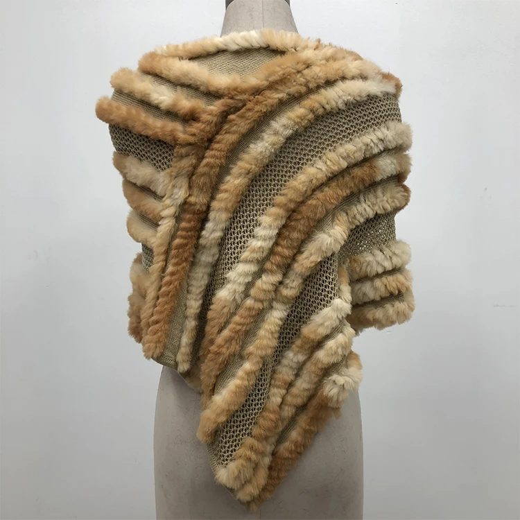 Красивая зимняя модная женская шаль из натурального кроличьего меха на заказ