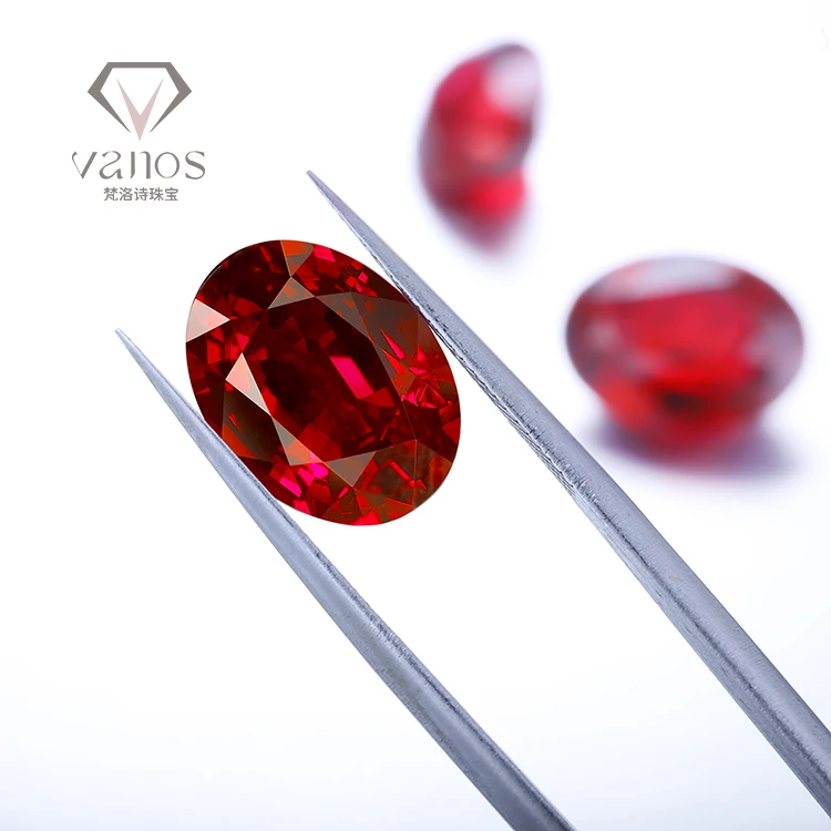 China Manufacture Oval Shape Pink Dark Red Certified Lab Created Loose Gemstone Ruby Stones For Sales