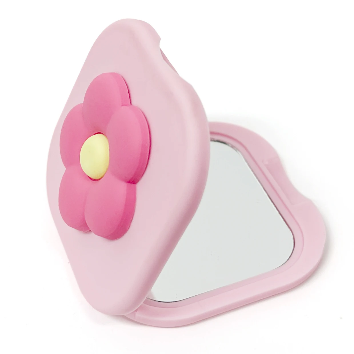 New Design PVC Sticker Rubber Coating Makeup Mirror, Square Double Sided Customized Makeup Mirror