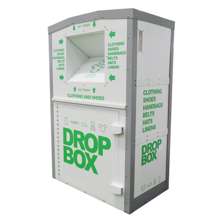 Waterproof Low rice Book Clothes Shoes Drop Bin Box for Sheet Metal Steel Shoes Clothes Donation Bin