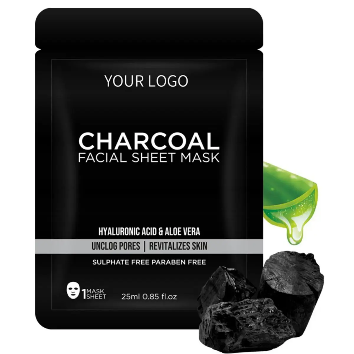 Custom Logo Bamboo Charcoal Vitamin B3 Hydrating Moisturizing Repair Black Face Sheet Mask For Men Facial Care