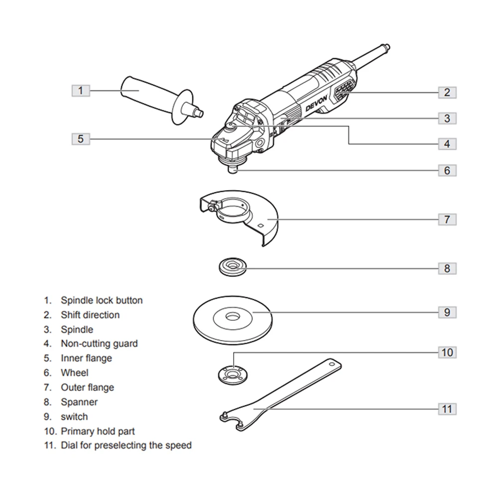 DEVON 100mm Brushless Rotery Hand Professional Power Tool Angle Power Tools Angle Grinder