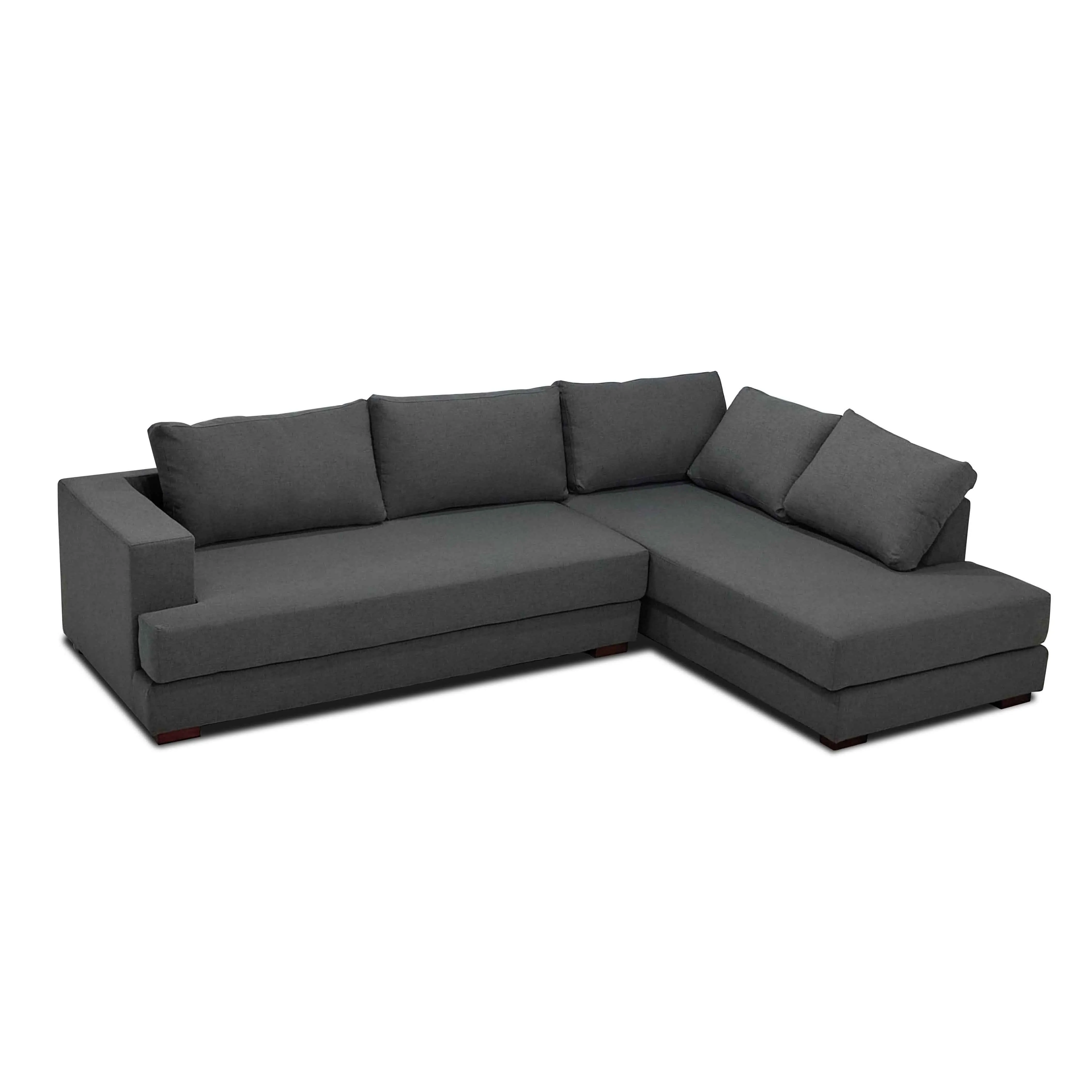 European Style Modern Corner Sofa Bed L-Shape Wooden Leg Sleeper Sofa Set Home Apartment Hotel Use Fabric Material Elegant Model
